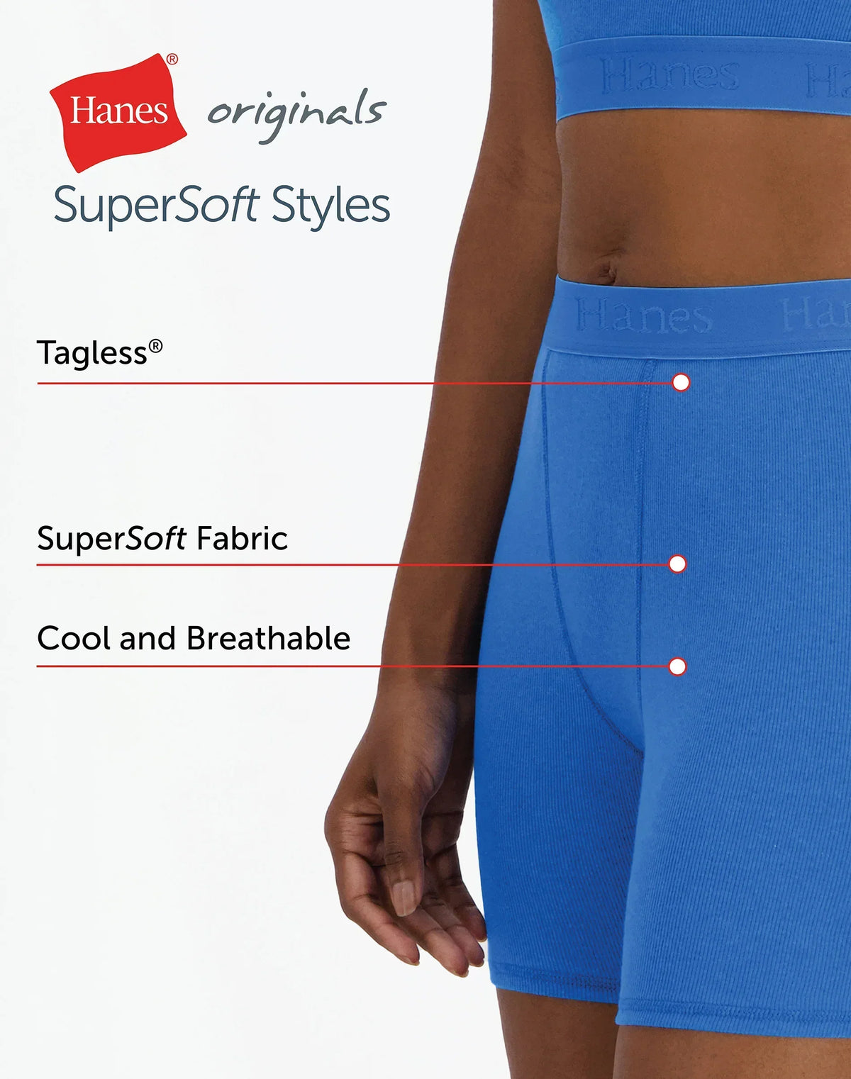 Hanes Originals Women’s SuperSoft Comfywear Boxer Shorts, 5"