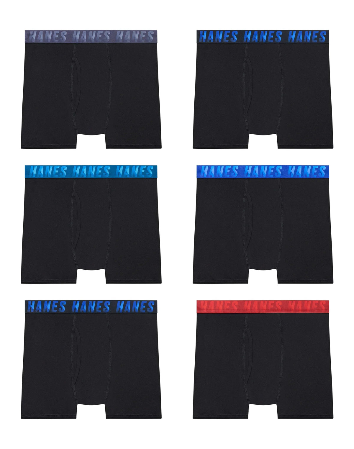 Hanes Moves X-Temp Boys' Underwear Boxer Briefs, 6-Pack, Performance Stretch, Moisture-Wicking