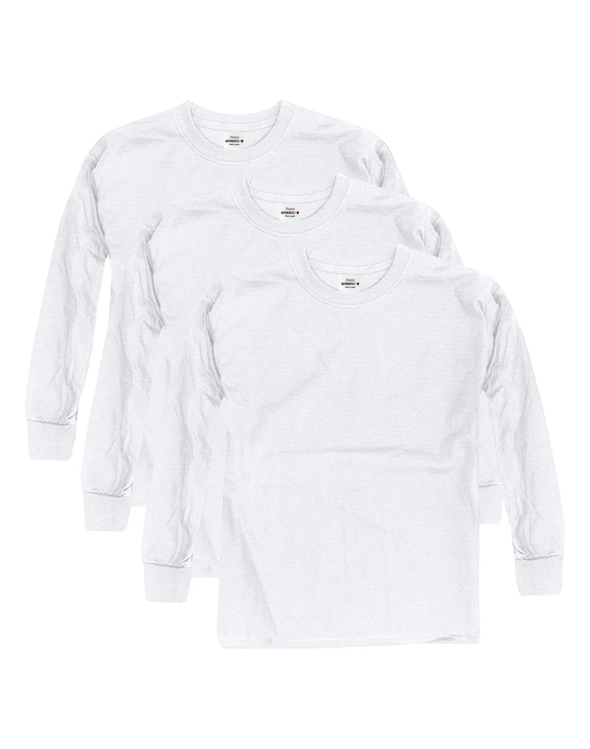 Hanes Boys' Long Sleeve T-Shirt, 3-Pack