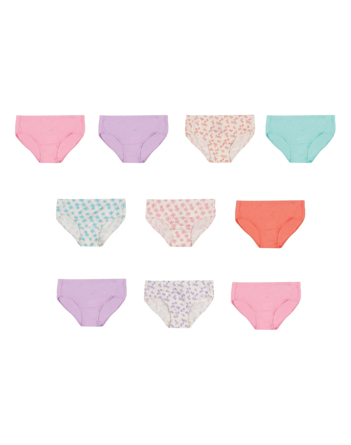 Hanes Pure Comfort Toddler Girls' Cotton Brief Underwear, 10-Pack