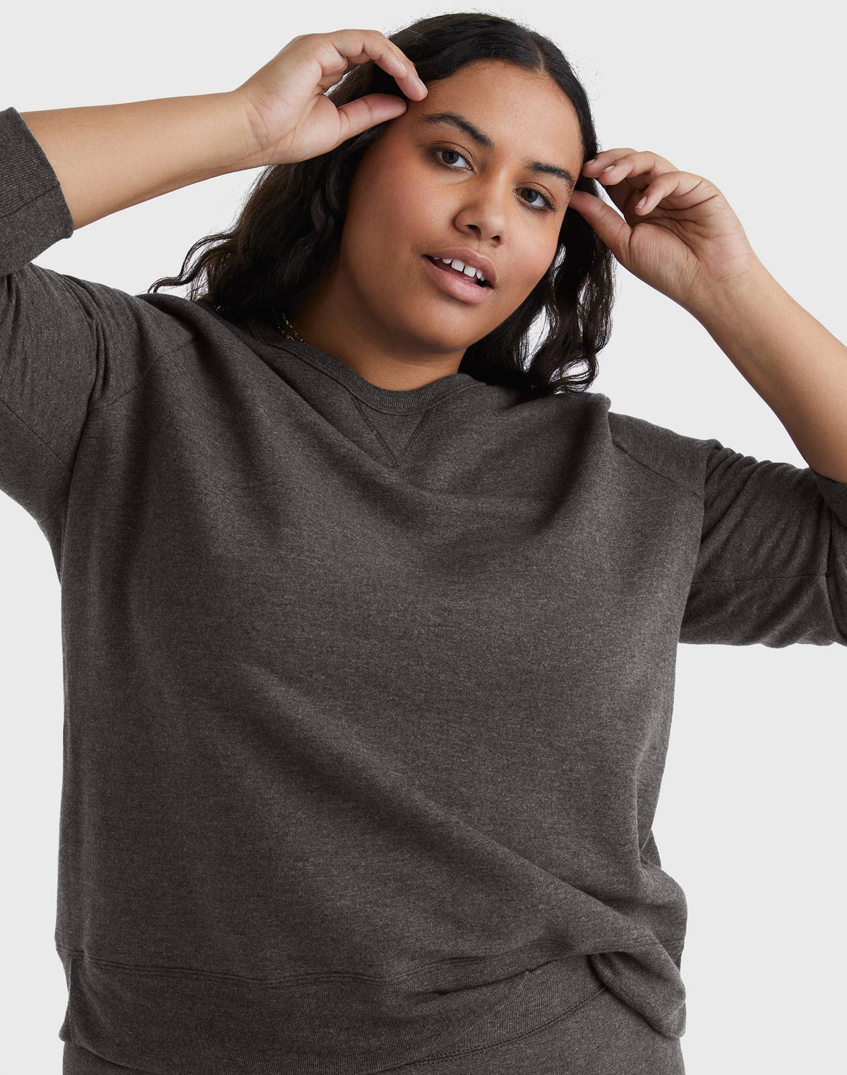 Hanes Just My Size EcoSmart Women's Fleece Sweatshirt, V-Notch (Plus Size)