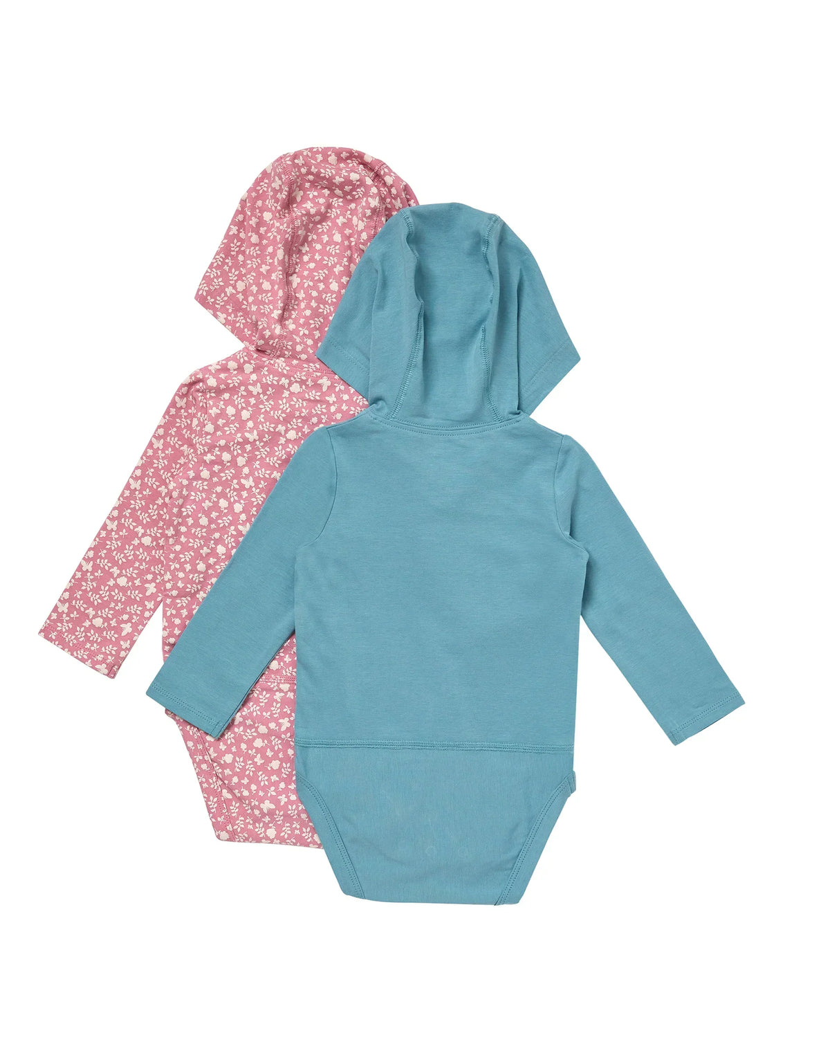Hanes Pure Comfort Baby Long Sleeve Hooded Bodysuits, Organic Cotton, Boys & Girls, 2-Pack