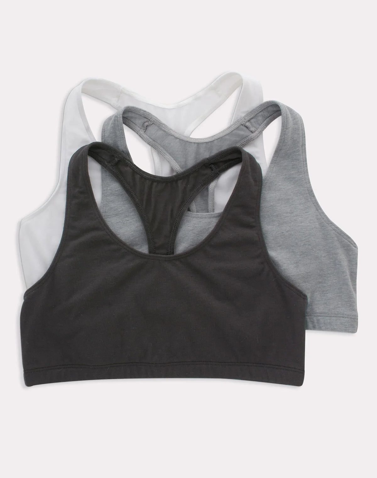 Hanes Women's Cotton Racerback Sports Bralette, Low Impact, 3-Pack