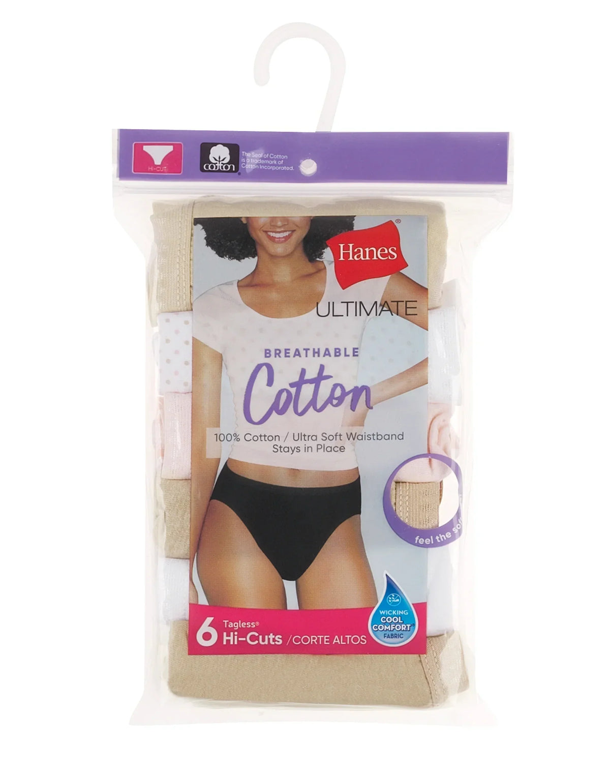 Hanes Ultimate Women's Breathable Hi-Cut Underwear, 6-Pack