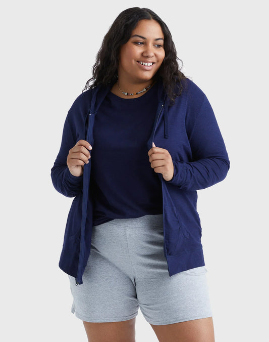 Hanes Just My Size Women's Full-Zip Slub Hoodie (Plus Size)