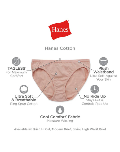 Hanes Women's Breathable Cotton Brief Underwear, Black, 10-Pack