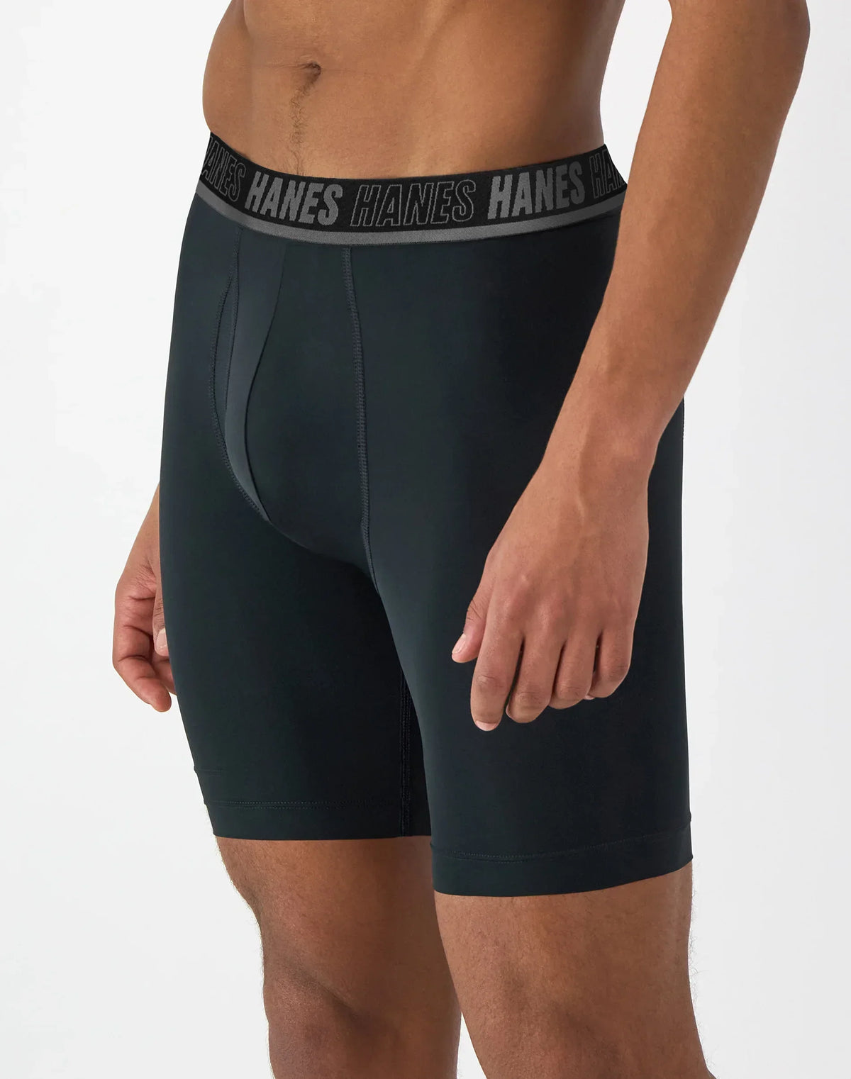 Hanes Moves Ultimate Men&rsquo;s Anti-Chafe Long Leg Boxer Brief Underwear, Total Support Pouch, X-Temp, 4-Pack, 8&rdquo;