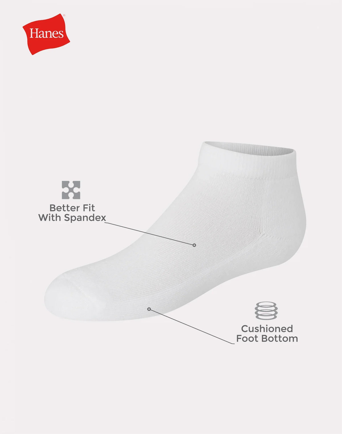 Hanes Girls' No Show Socks, White, 10-Pack