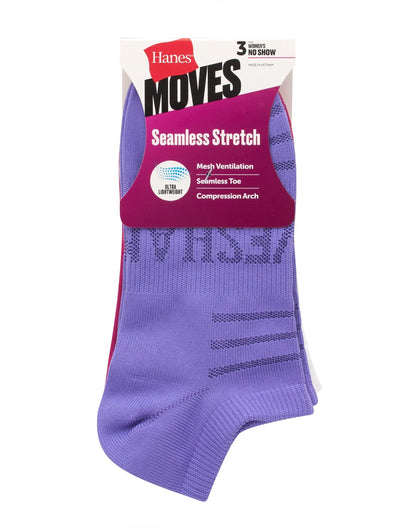 Hanes Moves Women&rsquo;s Seamless Stretch No Show Socks, 3 Pairs