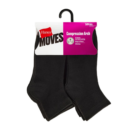Hanes Moves X-Temp Women&rsquo;s Ankle Socks, 10-Pairs, Shoe Sizes 5-9