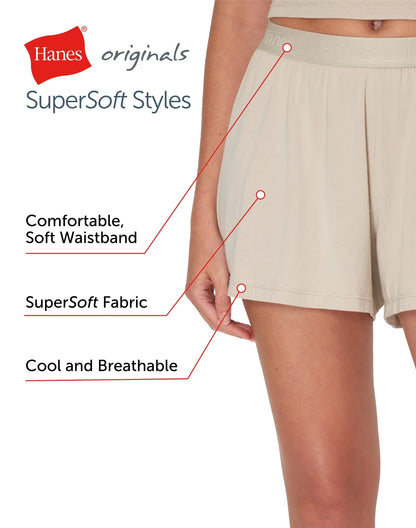 Hanes Originals Women's SuperSoft Comfywear Sleep Shorts, 3.25"